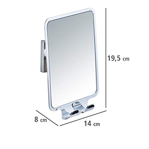 WENKO Vacuum-Loc® Antibeschlagspiegel Quadro - beschlagfreier Duschspiegel, Rasierspiegel, Kunststoff (ABS), 14 x 19.5 x 8 cm, Glänzend - 5
