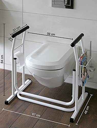 WC-Aufstehhilfe-mobiles Toiletten Stützgestell Haltegriff für Bad Stützgriff Halteschiene - 2