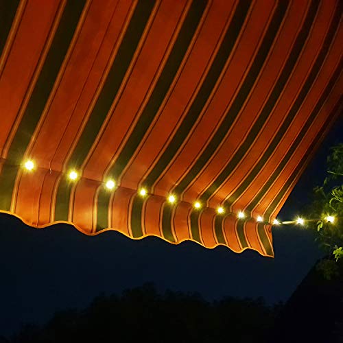 Swing & Harmonie LED - Markise mit Kurbel Klemmmarkise Balkonmarkise mit Beleuchtung und Solarmodul Fallarm Markise Sonnenschutz Terrasse Balkon (200x150, grau/Weiss) - 3