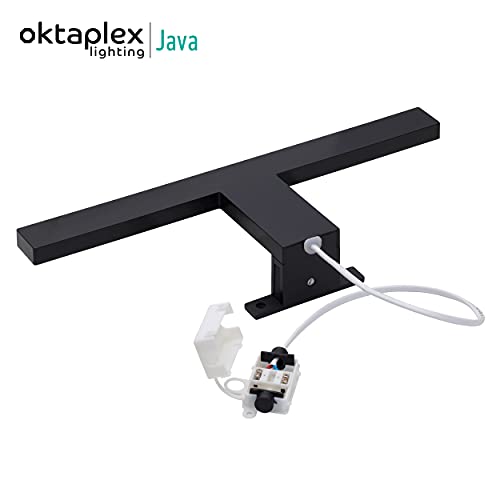 Oktaplex lighting LED Spiegelleuchte Java 5W IP44 schwarz | Schranklampe 3000K warmweiß Aufbauleuchte 320Lm 30cm Spiegellampe - 3