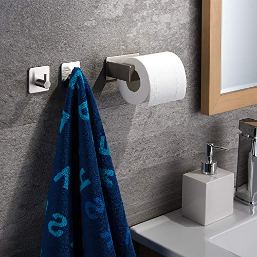 ZUNTO Toilettenpapierhalter Edelstahl Klopapierhalter Ohne Bohren WC Papierhalter, mit 2 Stück Selbstklebend Handtuchhaken für Badezimmer und Küche - 3