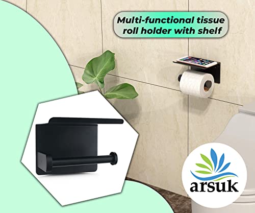 ARSUK Toilettenpapierhalter ohne Bohren mit Ablage - 4