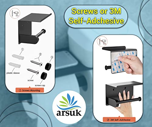 ARSUK Toilettenpapierhalter ohne Bohren mit Ablage - 7