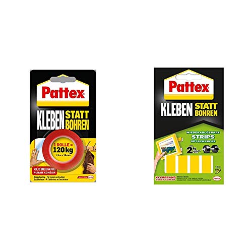 Pattex Kleben statt Bohren Klebeband+Klebe-Strips Set
