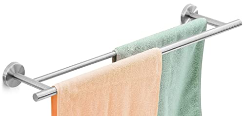 Doppelter Handtuchhalter, Dailyart Badezimmer Handtuchstange Bad Ohne Bohren für Wandmontage 70cm Handtuchhalter Edelstahl Gebürstet zum Kleben Einfache Montage - 8